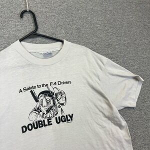 Vintage Military T-Shirt Rhino F4 Drivers Double Ugly Army 80s Hanes USA Mens XL